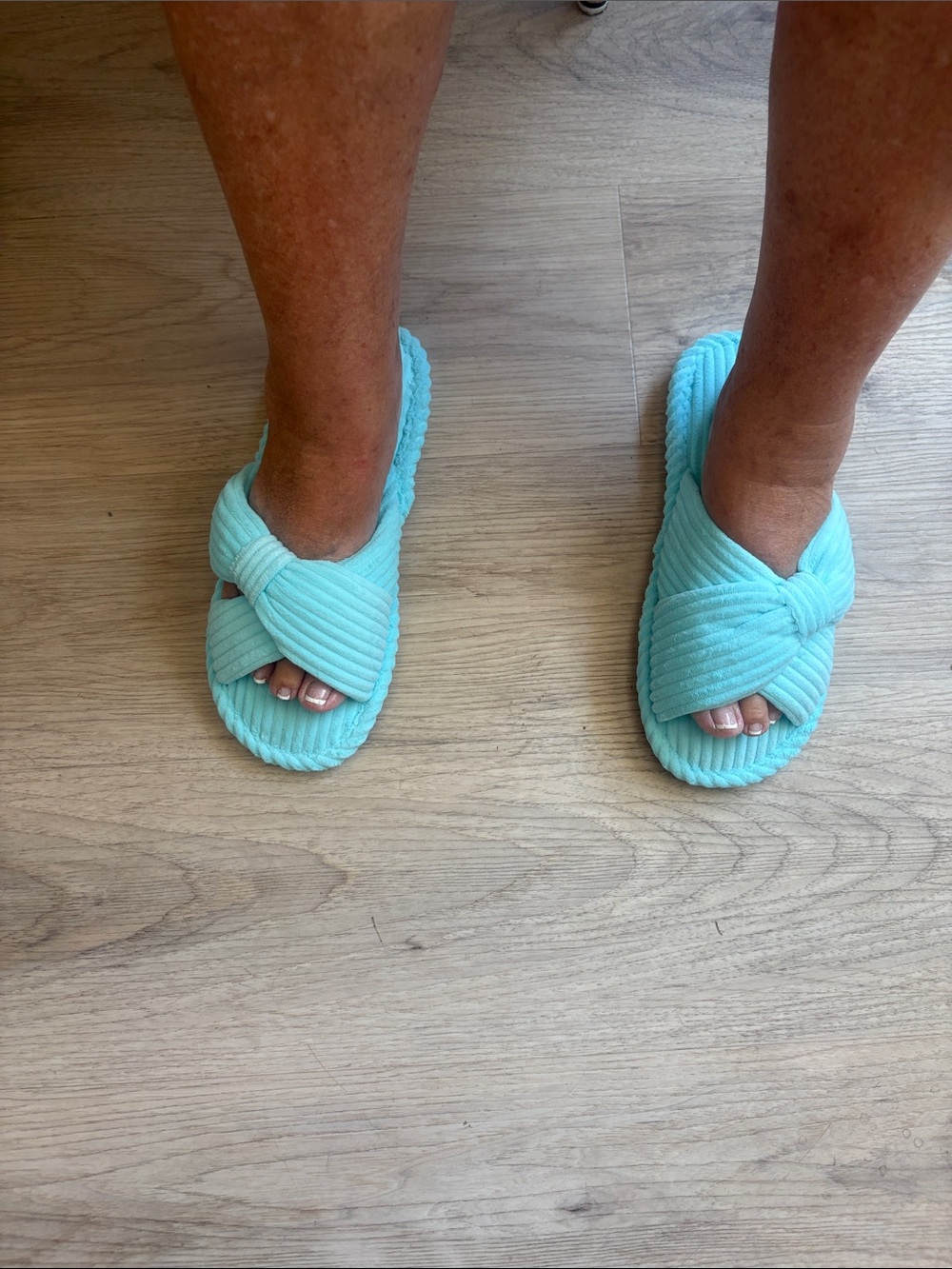 Light Blue Plush Cross-Band Women's Slide Slippers size 9/10 new
